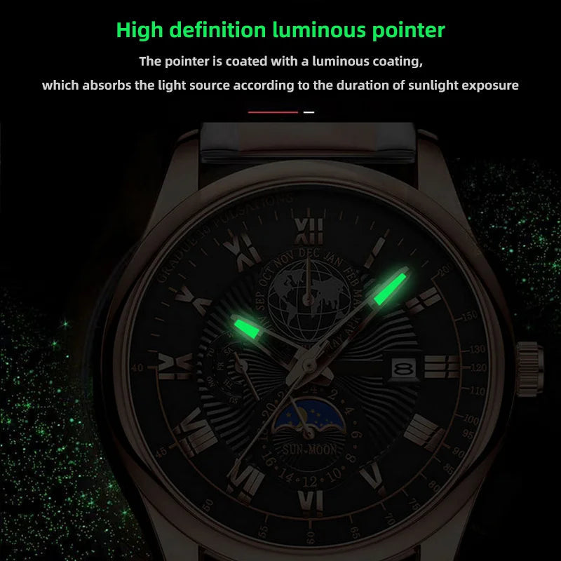 2024 Men Watch Fashion Top Luxury Sport Men's Wristwatch Waterproof Luminous Leather Date Quartz Watches Man clock Good Vibrations