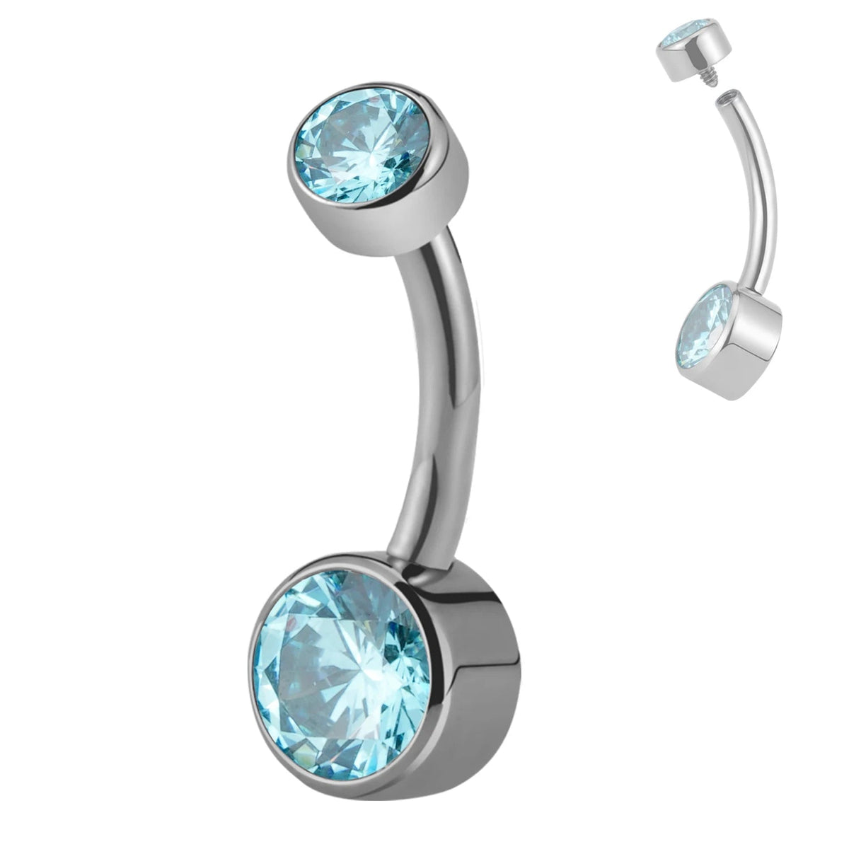 Right Grand ASTM F136 Titanium Belly Button Rings 10mm 12mm with Round CZ Internally Threaded Navel Rings Belly Bars Good Vibrations