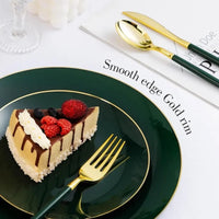 175 Pieces Green Gold Plastic  St. Patrick's Day, Include 5 Dinnerware Set, Green and Gold Disposable Plates for Party, Good Vibrations