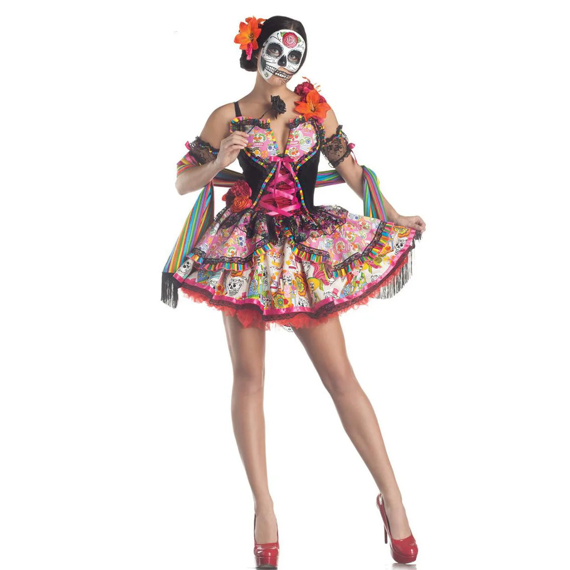Halloween Costumes for Women Skull Flower Fairy Ghosts Bride Dress Mexico Day Of The Dead Skull Zombie Vampire Cosplay Good Vibrations