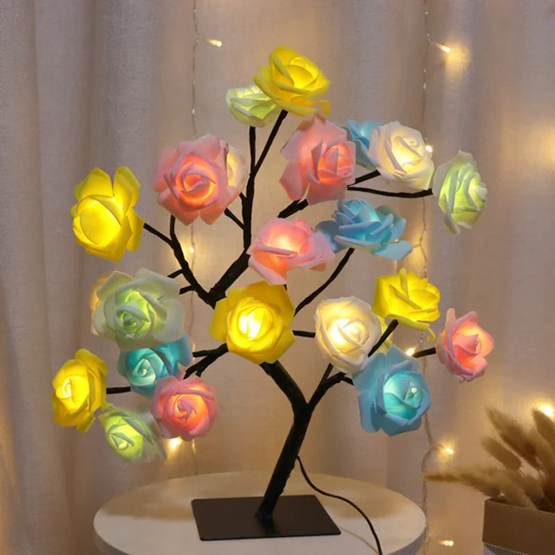 LED Rose Flower Table Lamp USB Christmas Tree Fairy Lights Night Lights Home Party Wedding Bedroom Decoration Mother's Day Gift Good Vibrations