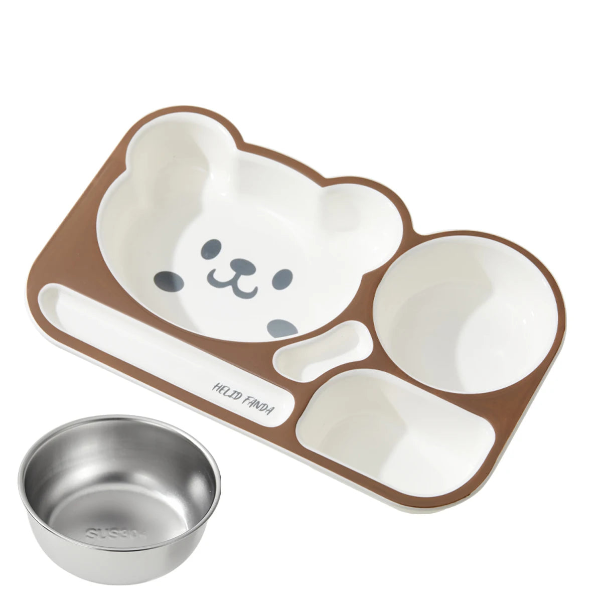 WORTHBUY Cartoon Plastic Divided Dinning Plate With Bowl Durable Bento Lunch Box For Kids Microwave Heatable Reusable Food Plate Good Vibrations