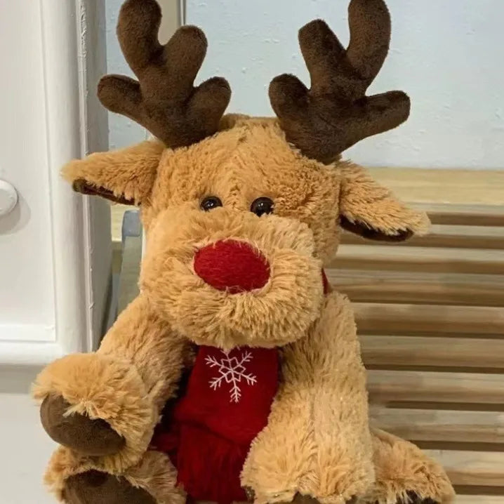 25cm Lovely Reindeer Plush Toys Kawaii Christmas Deer with Scarf Dolls Stuffed Soft Pillow for Christmas Decoration Gift Good Vibrations