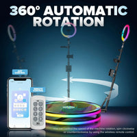 360 Photo Booth 39.4" with RGB Ring Light 360 Photobooth with App Control 360 Rotating Photo Booth Machine for Parties Events Good Vibrations