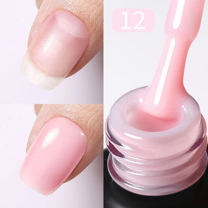 BORN PRETTY Milky Pink Rubber Base Gel Nail Polish Glitter 15ml Semi-Permanent Varnish Soak Off Self Leveling UV LED Gel Good Vibrations