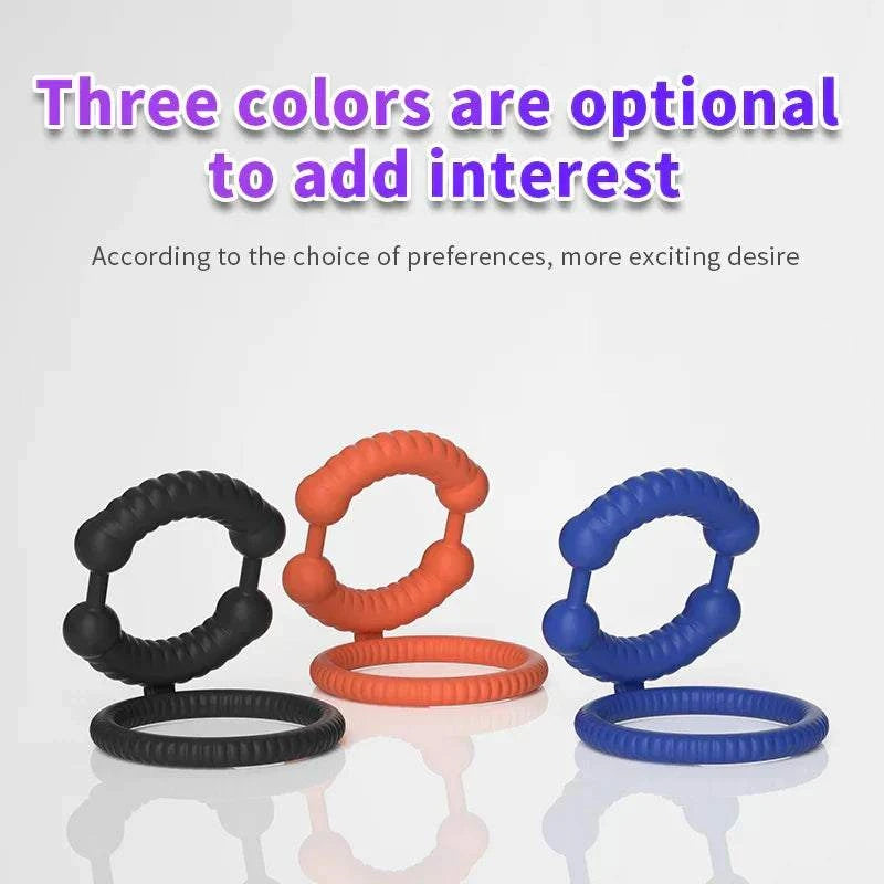 Semen lock ring male masturbator in three colors for enhanced pleasure.