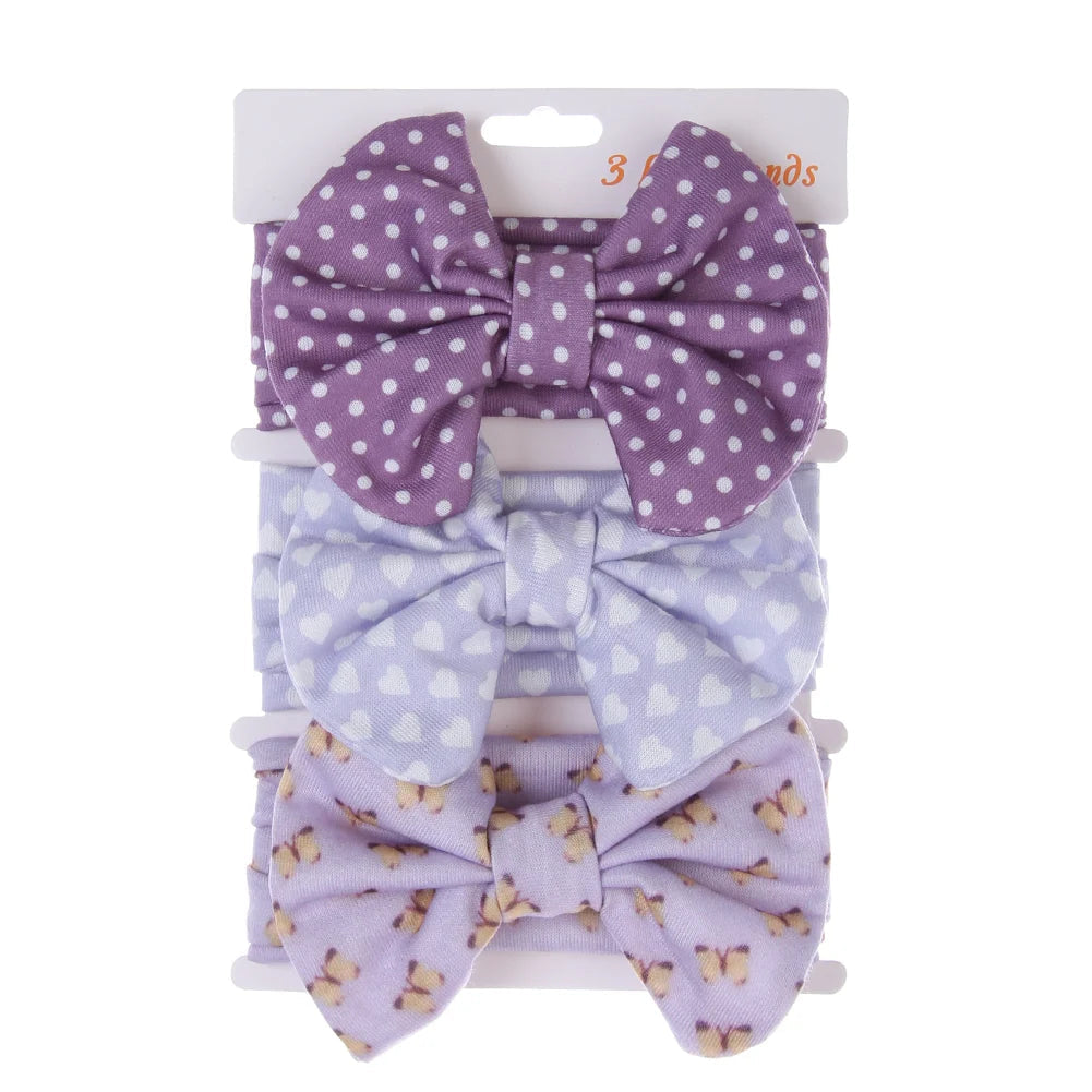 3Pcs/Set Cute Cotton Bows Baby Headbands Newborn Infant Ealstic Hairbands Boys Girsl Dot Striped Flower Print Kids Headwraps Good Vibrations