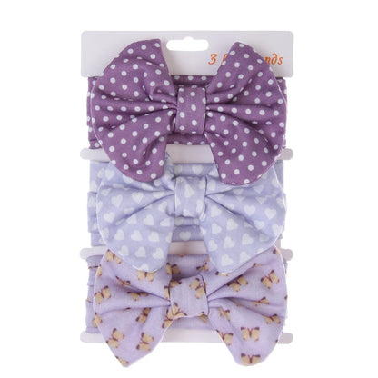 3Pcs/Set Cute Cotton Bows Baby Headbands Newborn Infant Ealstic Hairbands Boys Girsl Dot Striped Flower Print Kids Headwraps Good Vibrations