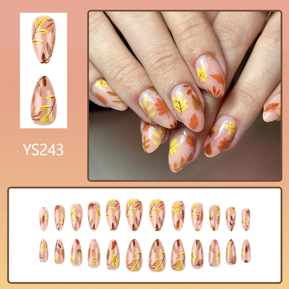 24pcs Short Glossy Oval Fake Nails Cute Sweet Strawberry Fake Nail Patch Wearable Full Cover for Girl Press on Nail Tips Good Vibrations