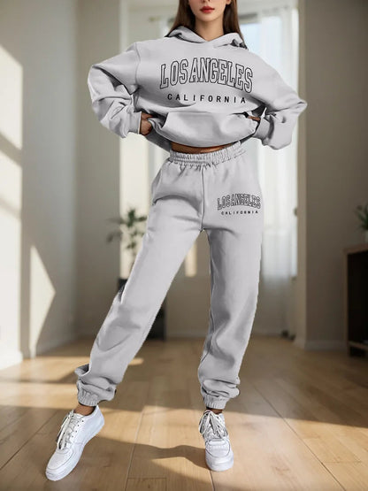 Women's Hoodies Two Pieces Sets Fashion Letter Print Pullover Sweatpants 2Pieces Set Sweatshirts Trousers Suit For Women Hooded Good Vibrations