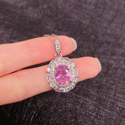 Luxury Bridal Wedding Jewelry Sets Silver Color Pendant Necklaces Earrings Set For Women Yellow/Pink Crystal Jewelry Accessories Good Vibrations Adult Super Store