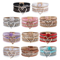 Bracelet for Women Bohomian Leather Wrap Multi-Layer Heart Bracelet Bangle Jewelry Gift Fashionable Wrist Accessory R3MC Good Vibrations