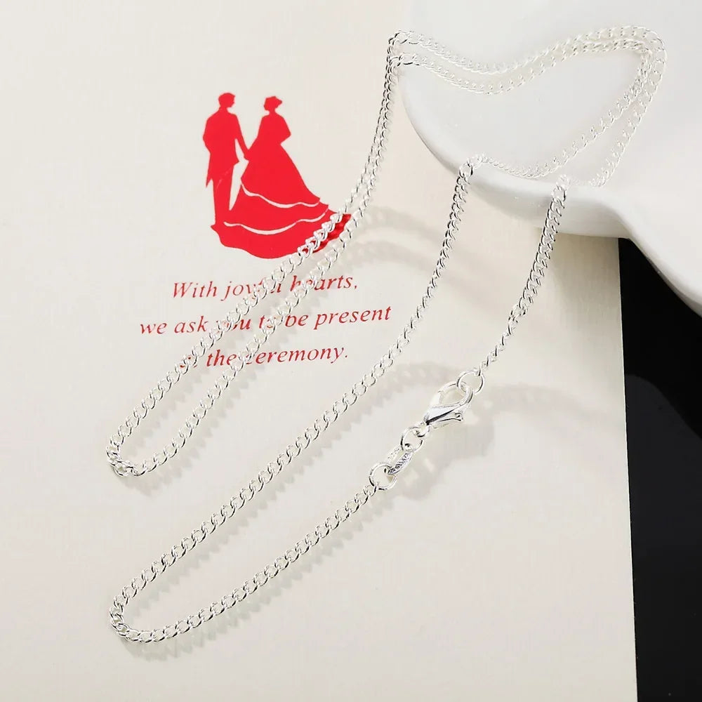 Hot 925 Sterling Silver 2MM String Chain Necklace For Women Men 16-30 Inches High Quality Popular Party Brands Jewelrys Gifts Good Vibrations