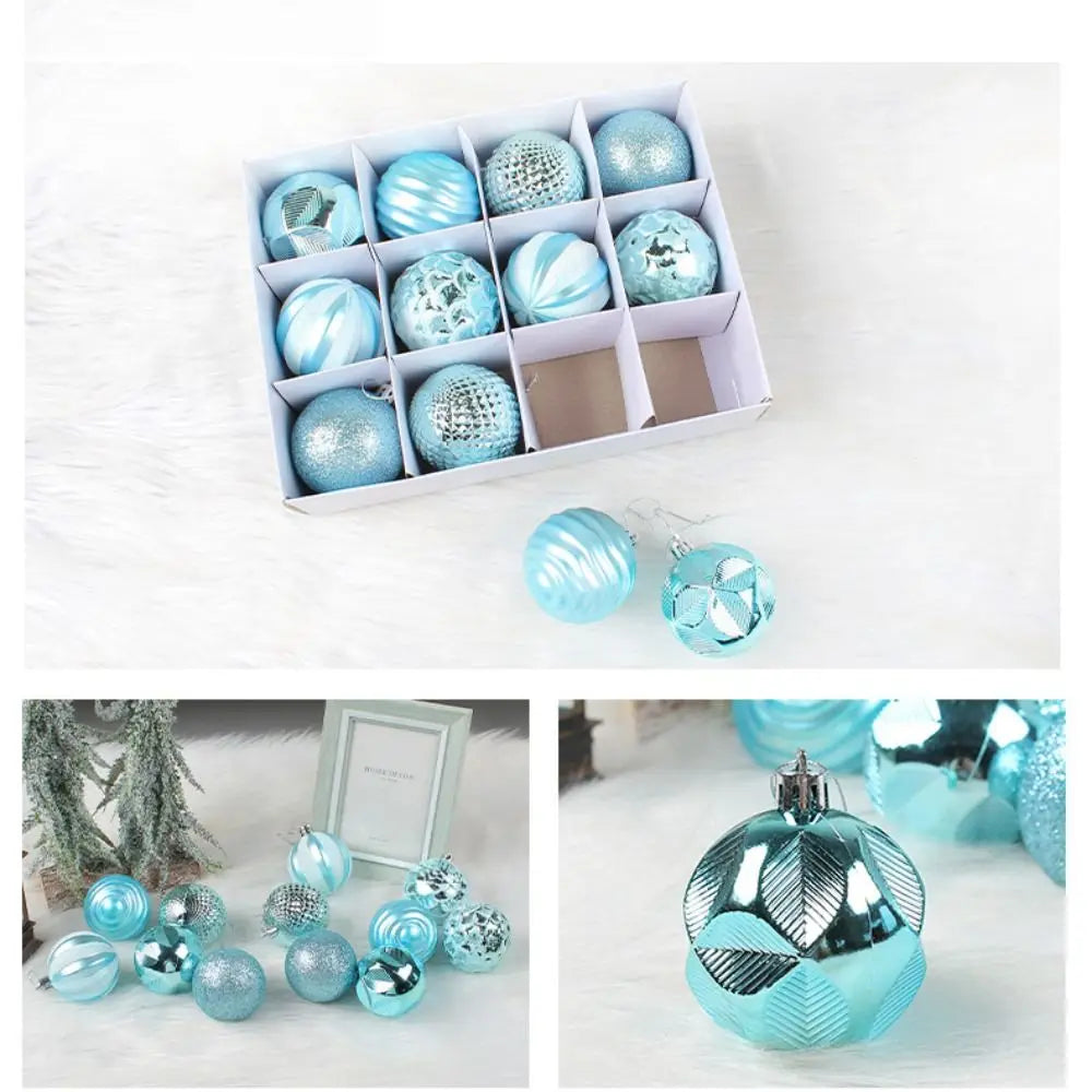 12PCS High-quality Plastic Christmas Ball Set 6CM Suspensable Xmas Ornament Ball 6 Colors Xmas Baubles Scene Supplies Good Vibrations