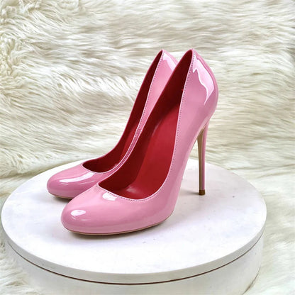10CM 12CM Woman Stiletto Heels Fashion Round Toe Leather Women Shoes Spring Autumn Black Super High Heel Work Shoes Female Pumps Good Vibrations
