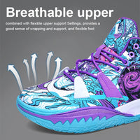 Mens Basketball Shoes Non-Slip Breathable Outdoor Sneakers Fashion Graffiti Sports Training Shoes for Running Walking Good Vibrations