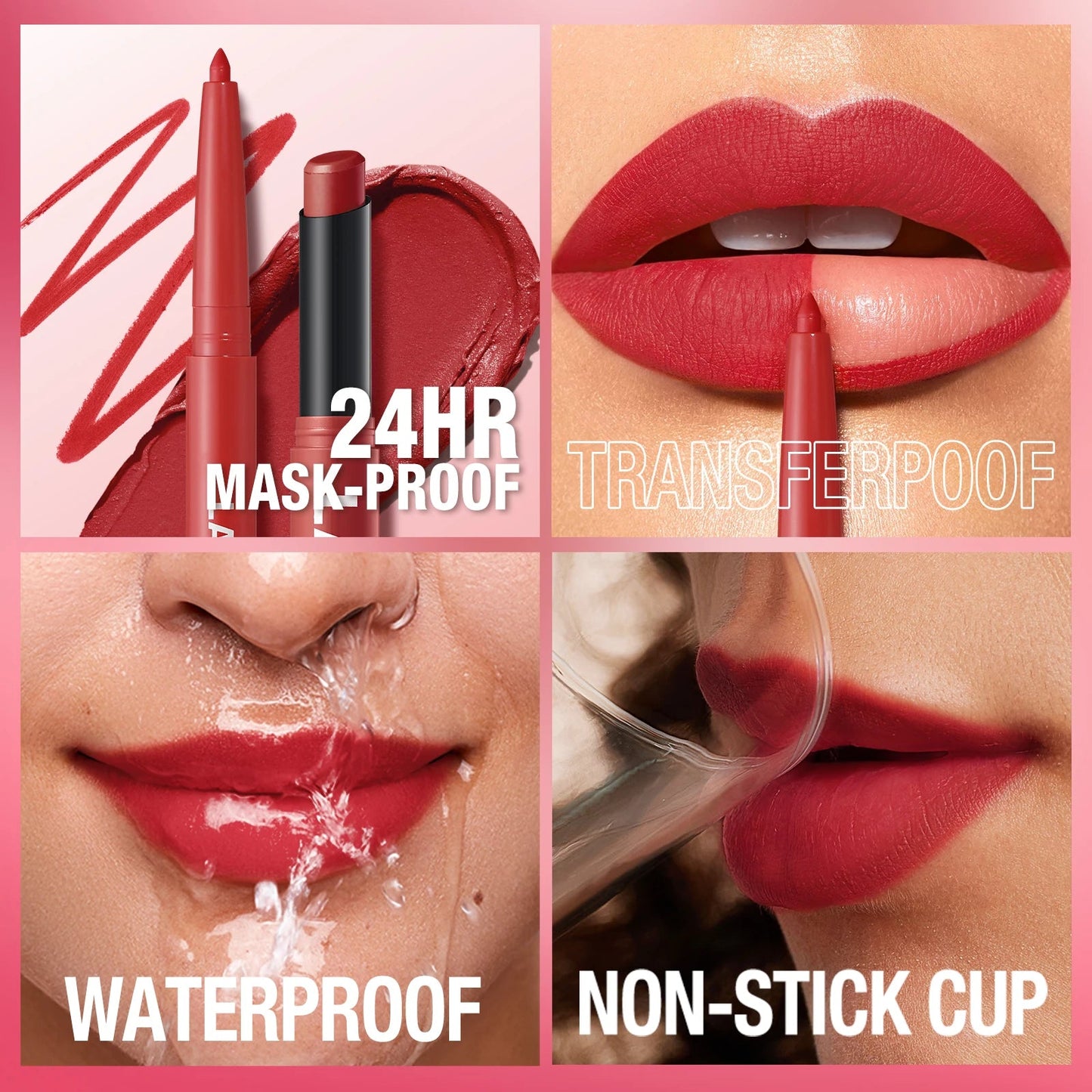 Integrated waterproof lipliner+lipstick lipstick lipstick set,no smudge,no fade,no cup,durable,easy to create a perfect makeup! Good Vibrations