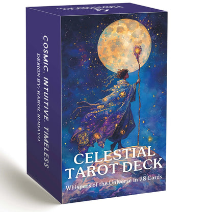 Classic Celestial Tarot Card Deck, 78 Cards, 13x8 Cm, Intuition & Spiritual Guidance, Ideal for Beginners, Includes Paper Manual Good Vibrations