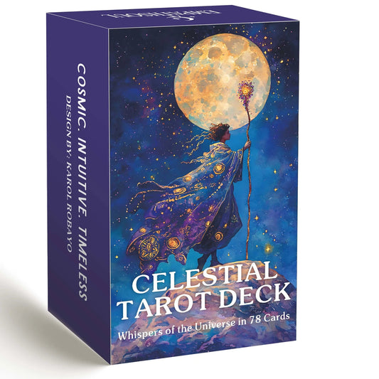 Classic Celestial Tarot Card Deck, 78 Cards, 13x8 Cm, Intuition & Spiritual Guidance, Ideal for Beginners, Includes Paper Manual Good Vibrations