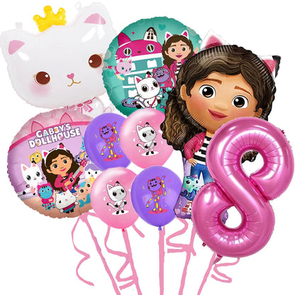 Gabby Doll House Birthday Party Decoration Cat Cutlery Cup Plate Stickers Baby Shower Children's Party Balloon DIY Toy Supplies Good Vibrations