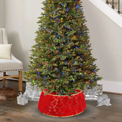 Christmas Tree Collar Red and Green Felt Decorations Tree Skirt Alternative Stereoscopic Tree Bottom Surrounder Party Display Good Vibrations