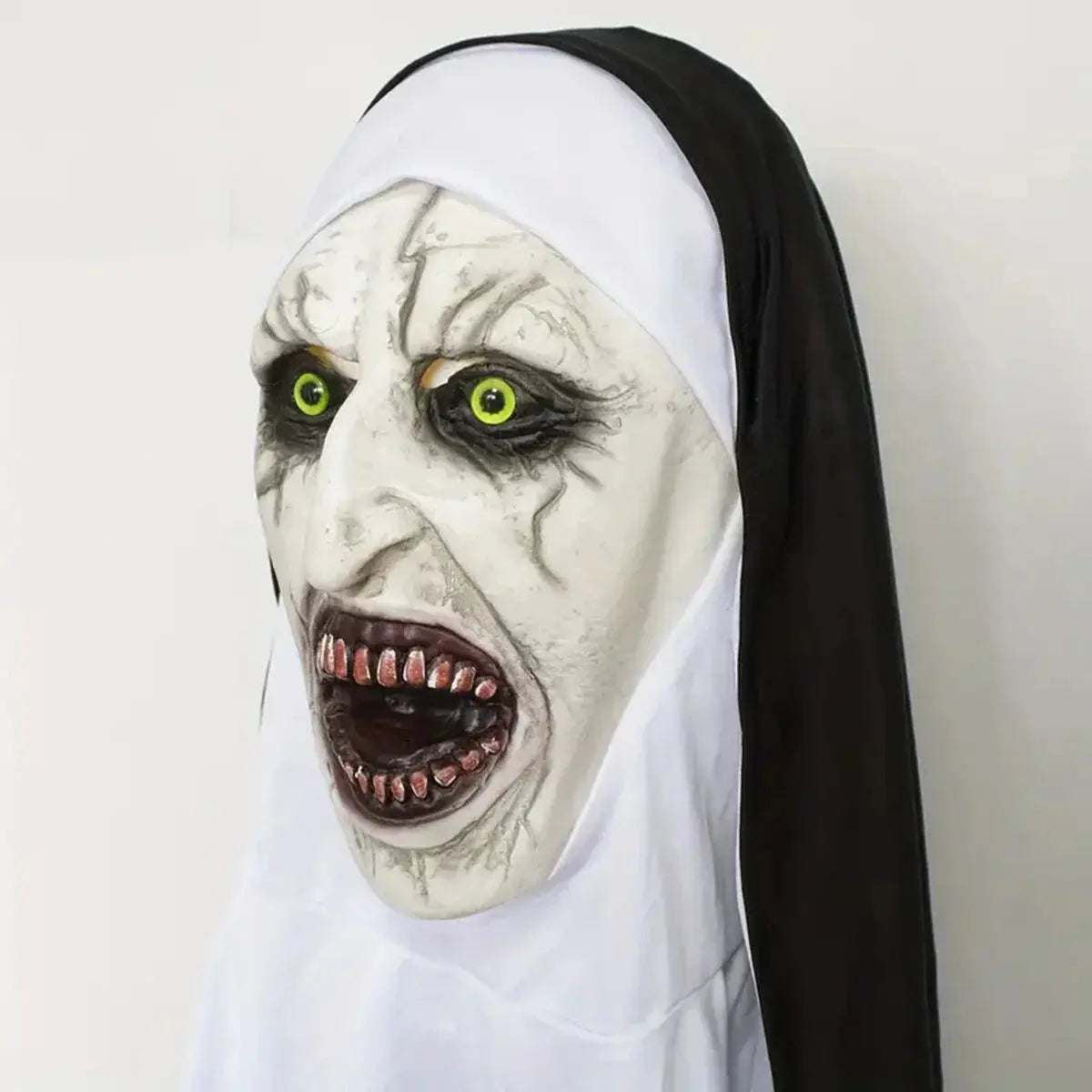 Horror The Nun Mask Cosplay Scary Bloody Demon Ghost Face Latex Masks With Headscarf Halloween Party Costume Props Deluxe Good Vibrations