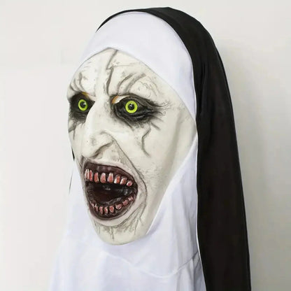 Horror The Nun Mask Cosplay Scary Bloody Demon Ghost Face Latex Masks With Headscarf Halloween Party Costume Props Deluxe Good Vibrations