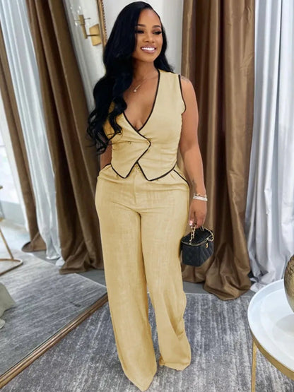 2 Piece Women Sets 2025 Summer Autumn New Arrival Matching Sets Black Color Two Pieces Sets Top Pants Suits Outfits Clothing Good Vibrations