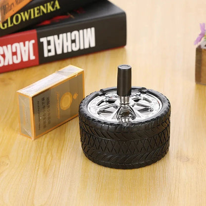 New Creative Tyre Hub Rotating Style Fashion Ash Tray Alloy Round Smokeless Press Up Ashtray portable ashtray Good Vibrations Adult Super Store