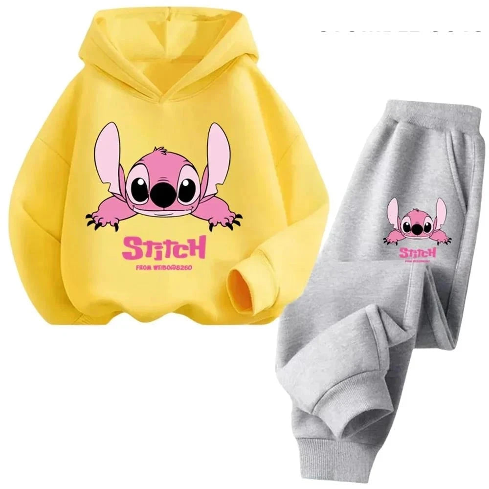 Children Hoodies Stitch Kawaii Fashion Pullover Sweatshirt Anime Trucksuit Manga Cartoons Girls Boy Kids Autumn Casual Clothes Good Vibrations