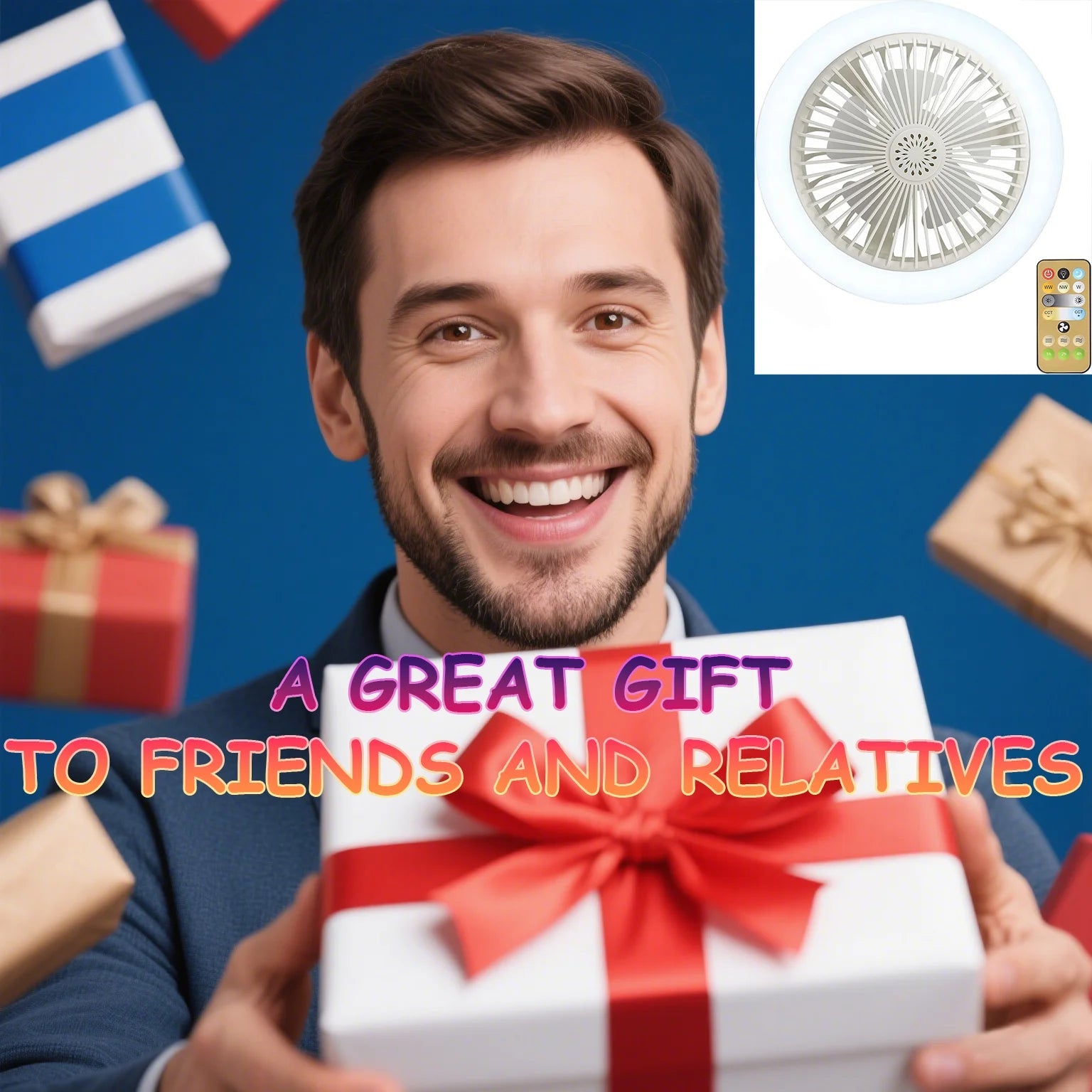 Socket Fan Ceiling Fan with Light, Portable 3 Wind Speeds 36w Ceiling Fan Socket with Remote, 3 Light Dimmable Small Fan Good Vibrations