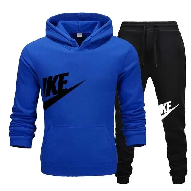 A new autumn and winter men's casual sportswear set of 2-piece hooded sweatshirt and long pants for outdoor fashionable jogging Good Vibrations