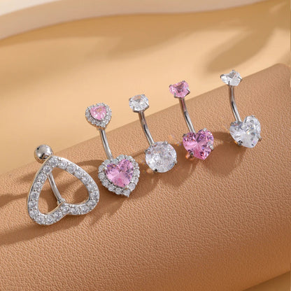 3-5pcs/Lot Belly Button Ring Sets Heart Butterfly Flower Dangled Belly Piercing Nombril 14G Curved Navel Rings Jewelry for Women Good Vibrations Adult Super Store