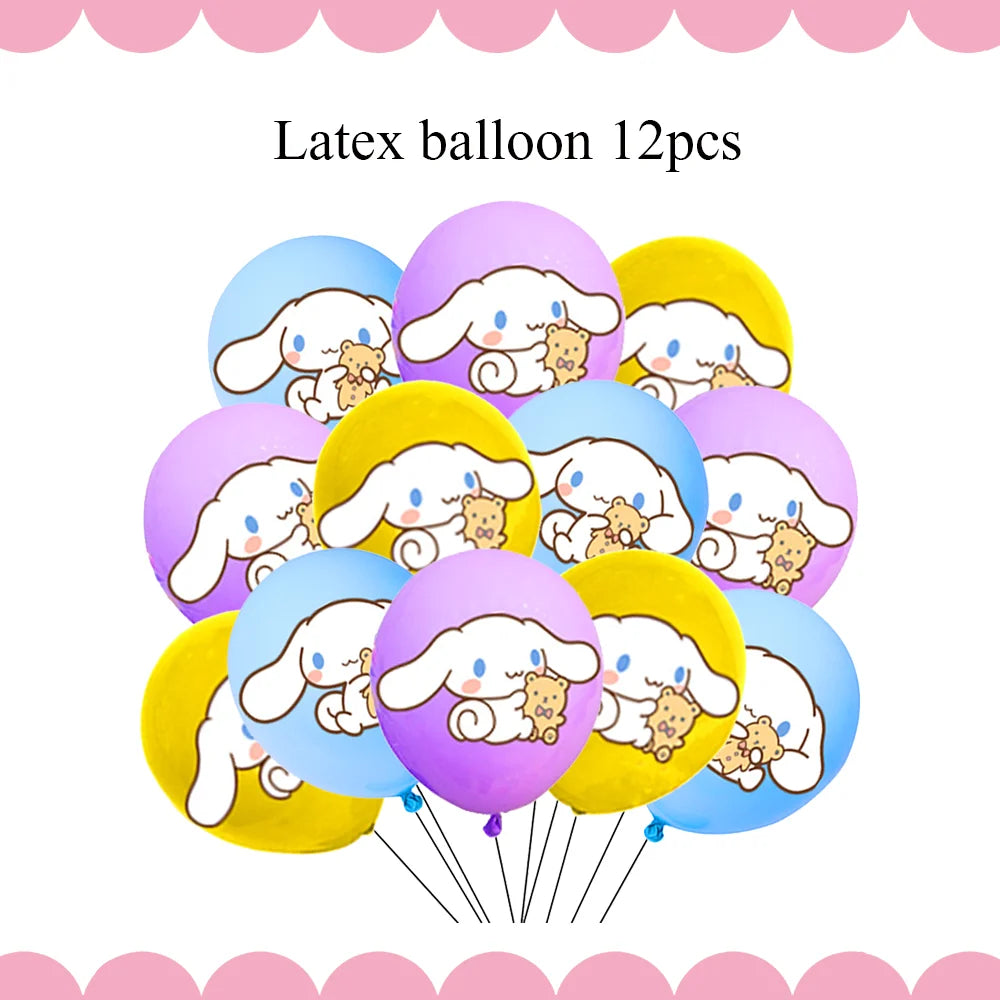Cartoon Cinnamon Dog Birthday Decoration Mascot Disposable Tableware Plate Tablecloh Cup Baby Shower Girls Party Supplies Good Vibrations