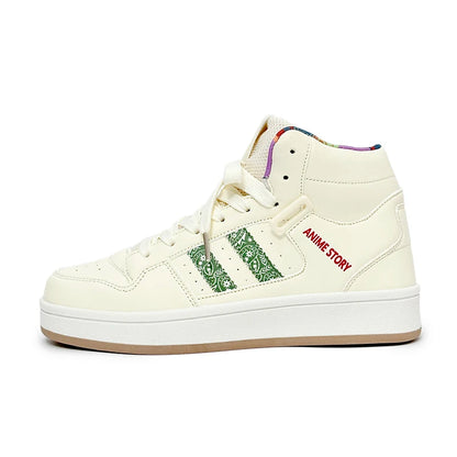 High Top National Tide Color Matching Strap Classic New Board Shoes Casual Walking Shoes Bread Shoes Small White Shoes Students Good Vibrations
