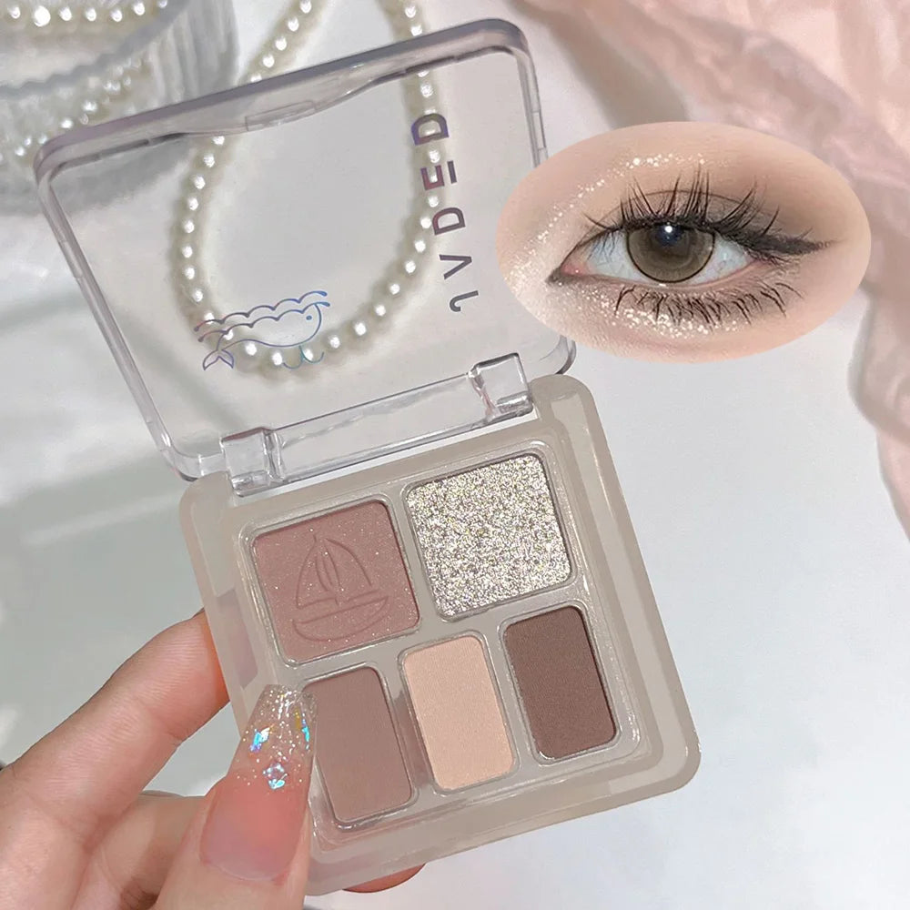 JADED Five Color Purple Pink Glitter Eye Shadow Make Up Palette Waterproof Easy Coloring Shiny Silver Gray Matte Black Eyeshadow Good Vibrations