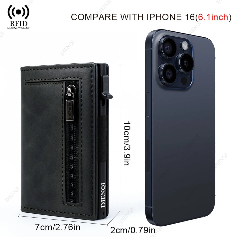 Magnetic Credit Card Holder Luxury Men Wallet Rfid Blocking Pop Up Minimalist Wallet Leather Bank Cardholder Case Vallet for Men Good Vibrations