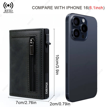 Magnetic Credit Card Holder Luxury Men Wallet Rfid Blocking Pop Up Minimalist Wallet Leather Bank Cardholder Case Vallet for Men Good Vibrations