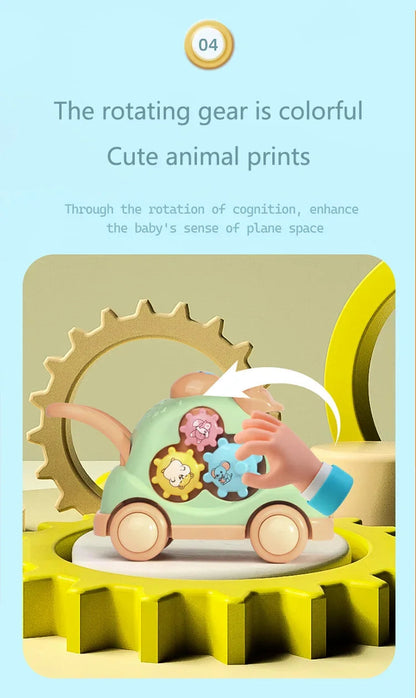 Kid Pull Along Toy Walking Trolley Musical Light Up Car Toy Crawling To Walking Learning Toys Cartoon Polyhedral Trolley Car Toy Good Vibrations