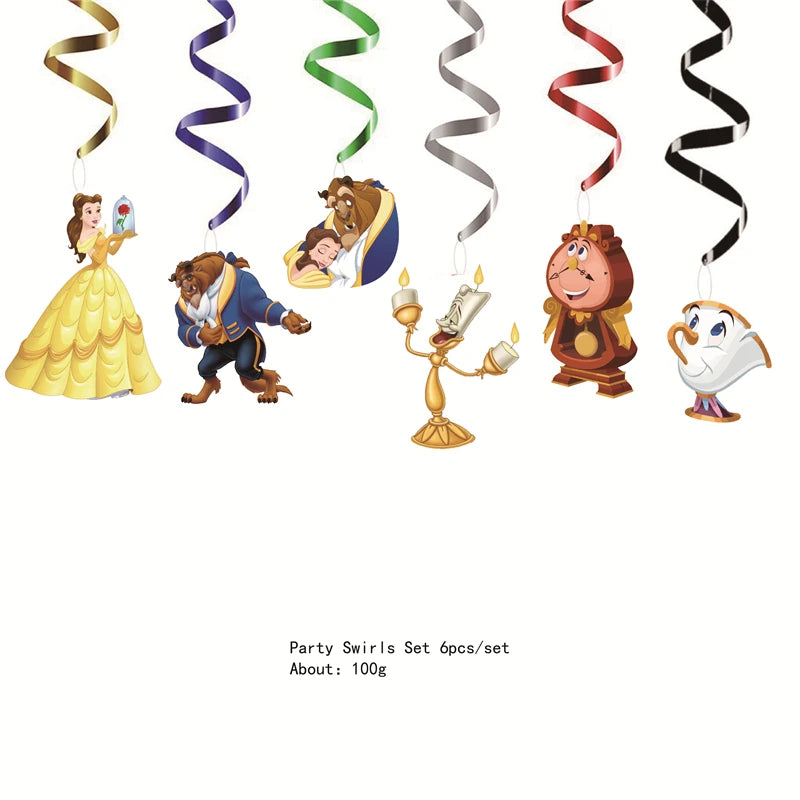 12pcs Cartoon Anime Beauty and the beast Princess Cake Topper Theme candy bar Cupcake Toppers baby shower kids birthday Party Good Vibrations