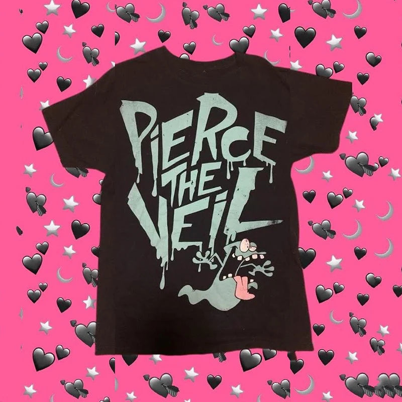 Aesthetic Emo y2k tops Summer Baby Tees Tops Streetwear Gothic Harajuku Graphic Cool Girl T-shirt Vintage Crop Tops Wome clothes Good Vibrations