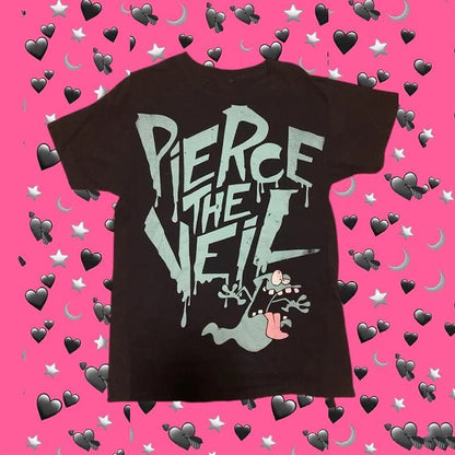 Aesthetic Emo y2k tops Summer Baby Tees Tops Streetwear Gothic Harajuku Graphic Cool Girl T-shirt Vintage Crop Tops Wome clothes Good Vibrations