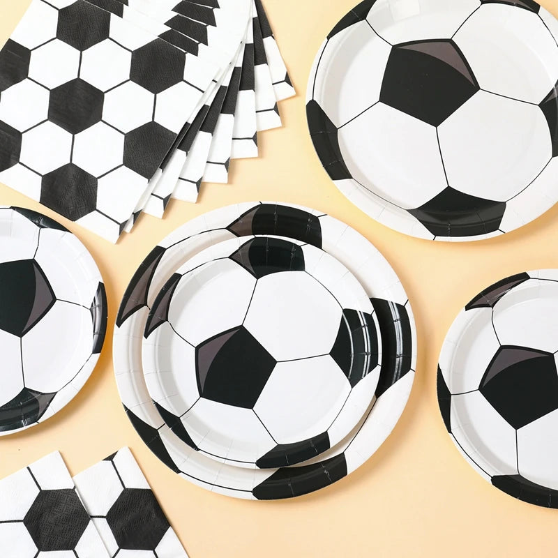 Football Party Disposable Tableware Boys Kids 1st Birthday Party Decorations Sports Soccer Theme Birthday Party Supplies Decor Good Vibrations