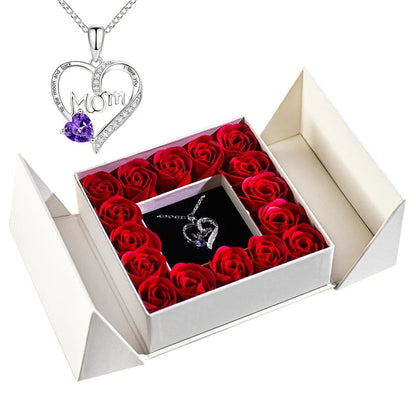 Gifts for Women Jewelry Pendant Necklace /w Soap Eternal Rose Gift Box Mother's Day Necklace Jewelry Wedding Anniversary Gifts Good Vibrations