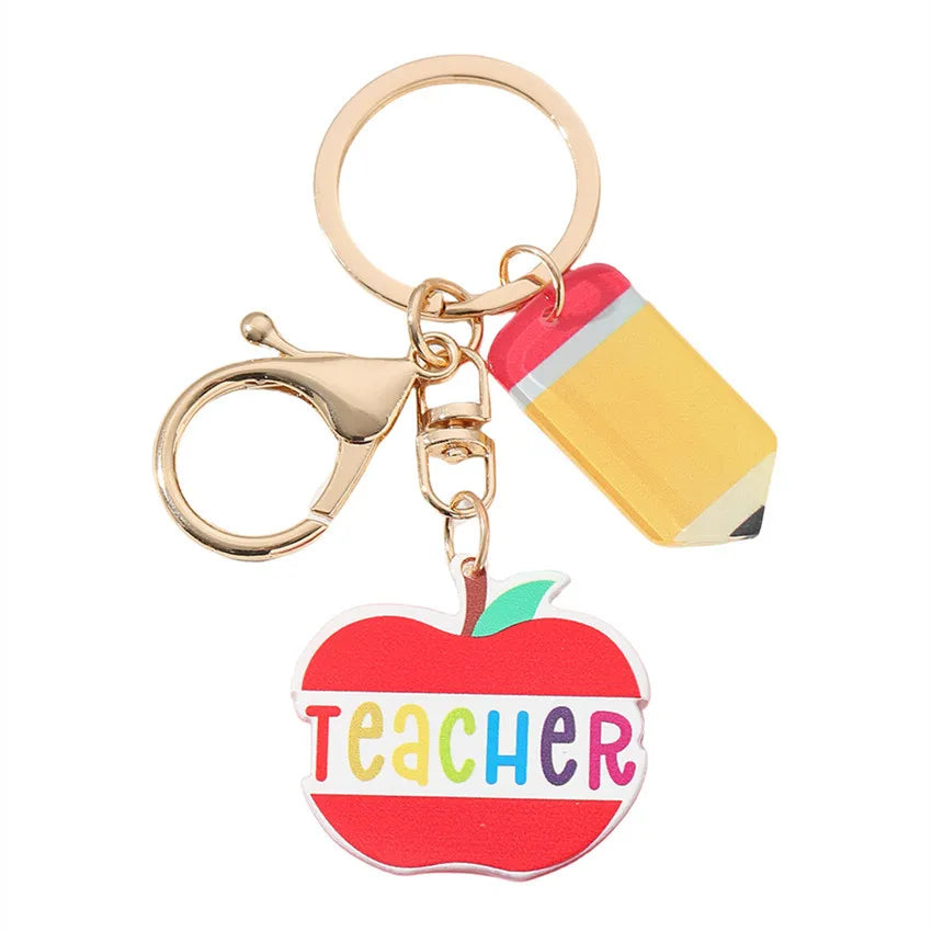 Teachers Day Gift Keychain Graduation Decorations 2025 Bus Book Wood Pendant Bag Charms Tassel Key Chains for Best Friends Gifts Good Vibrations