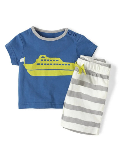 Jumping Meters 2-7T Summer Clothing Sets Truck Embroidery  Boys Girls Cotton Fashion Children's Clothing Sets Hot Selling Suits Good Vibrations