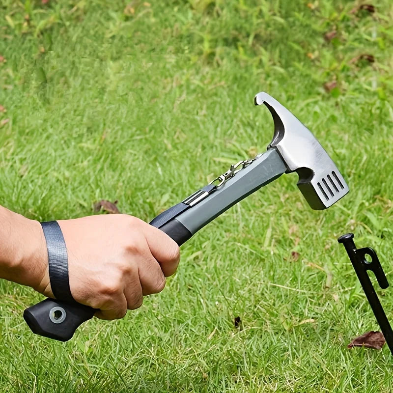 Camping Hammer: Heavy-Duty Multifunctional Steel Hammer with Tent Stake Remover & Holding Strap!Outdoor Camping Good Vibrations