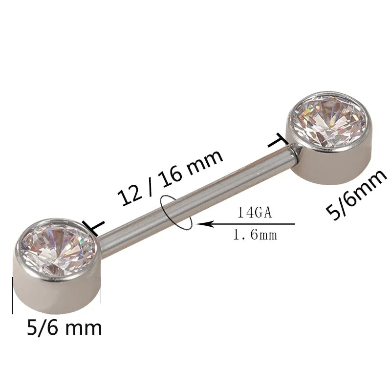 ASTM F136 Titanium PIERC Barbell Ring Nipple Ring Barbell CZ 16/14/12mm Ear Bar Piercing Bar Barbells Nipple Piercing Jewelry Good Vibrations