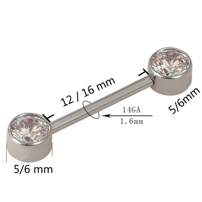 ASTM F136 Titanium PIERC Barbell Ring Nipple Ring Barbell CZ 16/14/12mm Ear Bar Piercing Bar Barbells Nipple Piercing Jewelry Good Vibrations