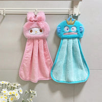 Cute My Melody Hangyodon Hand Towels Home Bathroom Kitchen with Hanging Loop Thickened Speed Dry Absorbent Hand Cloth Good Vibrations